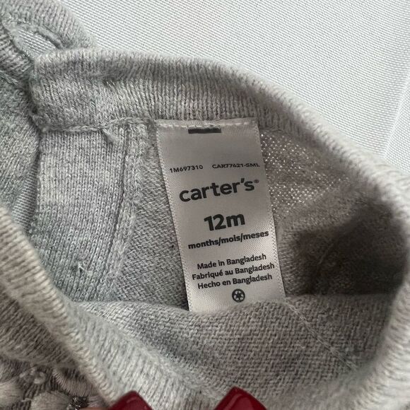 Carter's Baby Girl Long Sleeve Gray Embroidered Dress 12 months - Picture 7 of 8